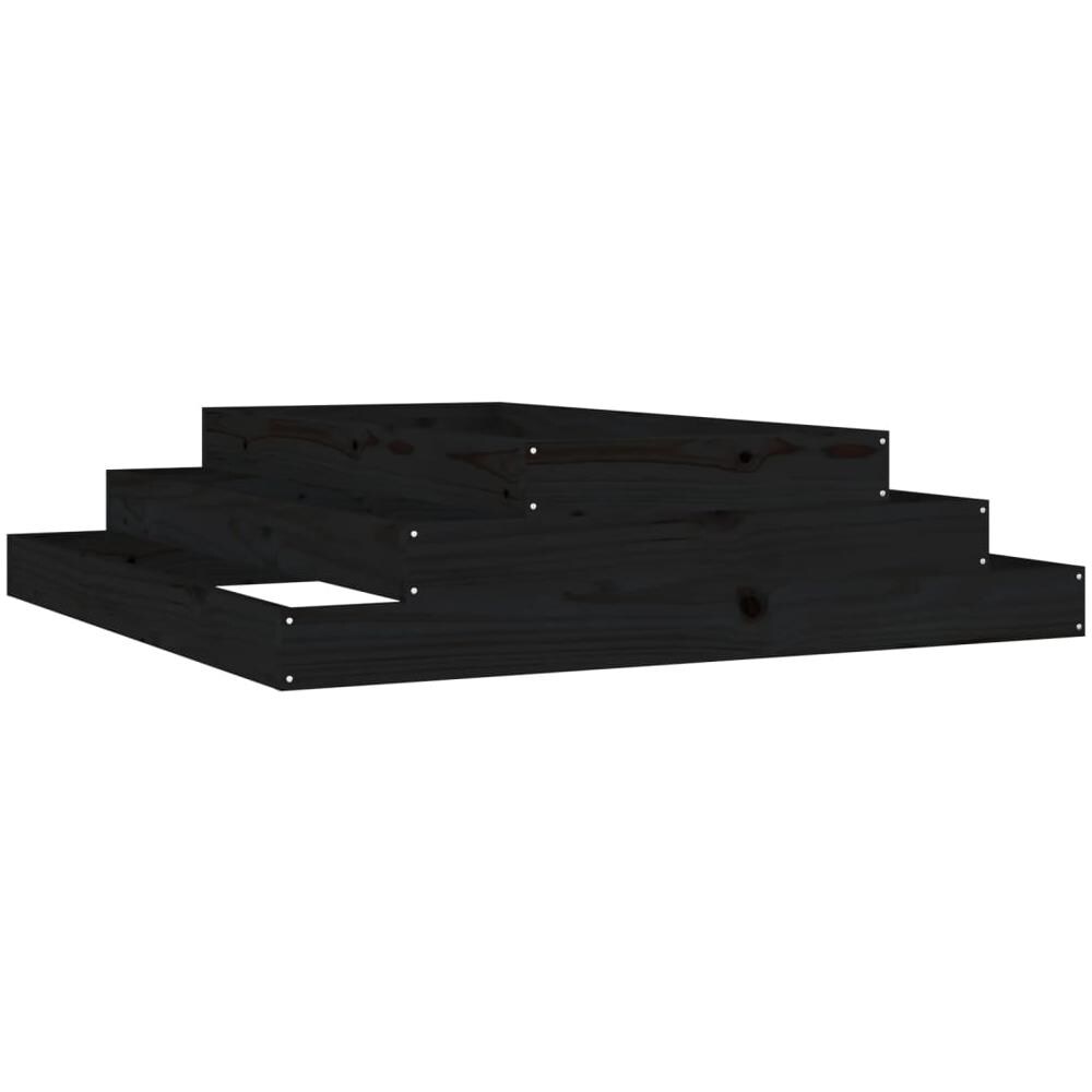 Fioriera Nera 110x110x27 Cm In Legno Massello Di Pino - Foto 1