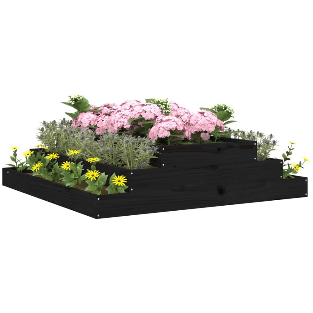 Fioriera Nera 110x110x27 Cm In Legno Massello Di Pino - Foto 2