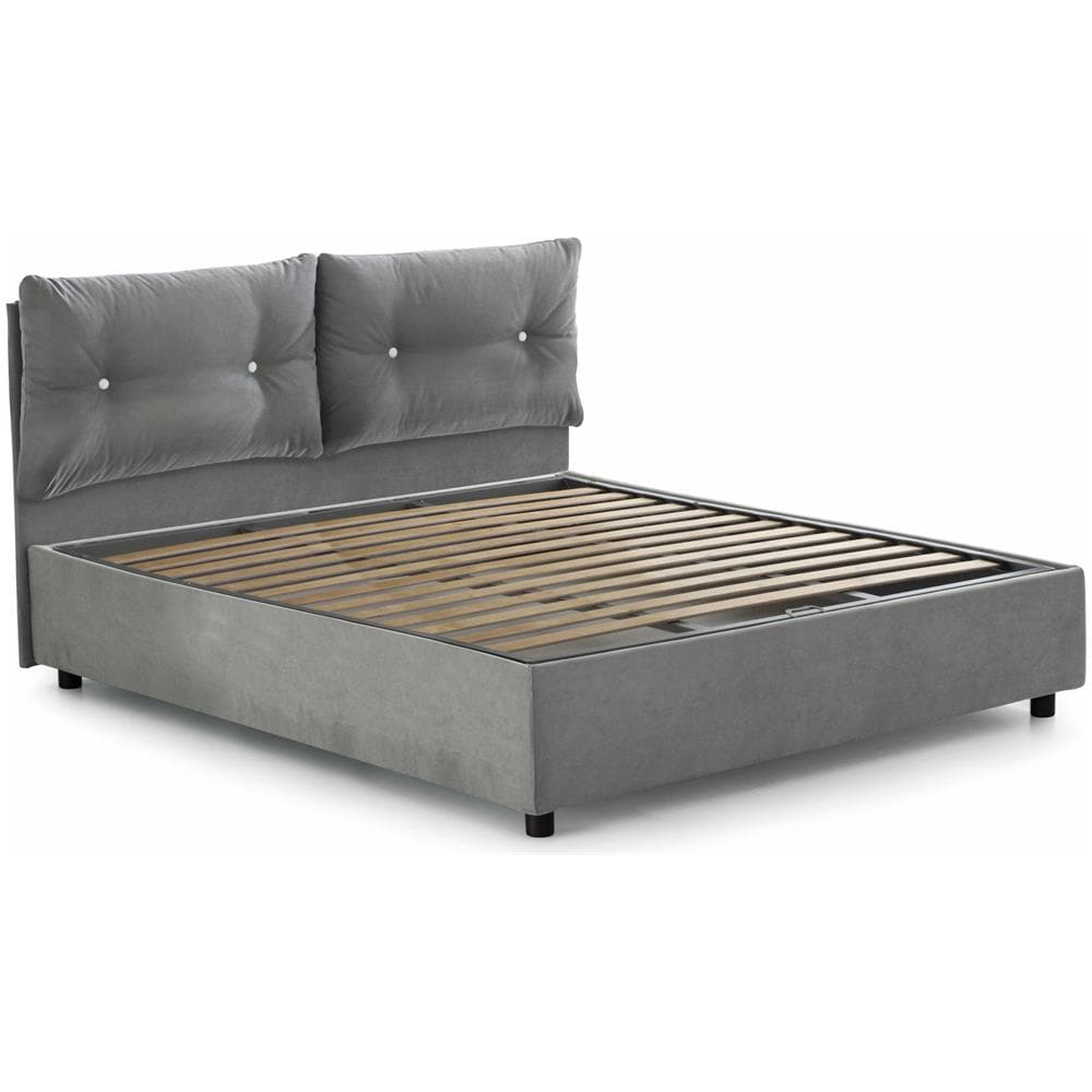 Letto Matrimoniale Elisabetta, Letto Contenitore Con Rivestimento In Tessuto, 100% Made In Italy, Apertura Frontale, Adatto Per Materasso Cm 160x190, Grigio - Foto 2