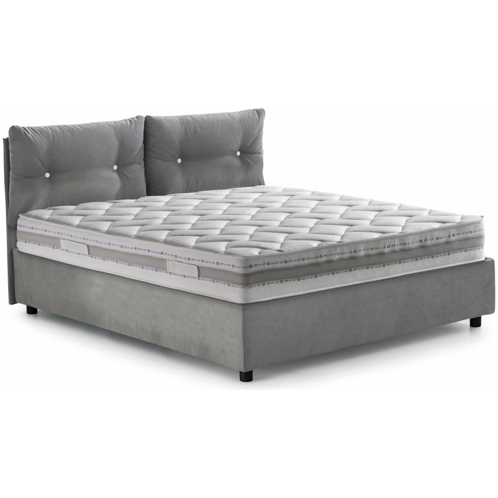 Letto Matrimoniale Elisabetta, Letto Contenitore Con Rivestimento In Tessuto, 100% Made In Italy, Apertura Frontale, Adatto Per Materasso Cm 160x190, Grigio - Foto 4