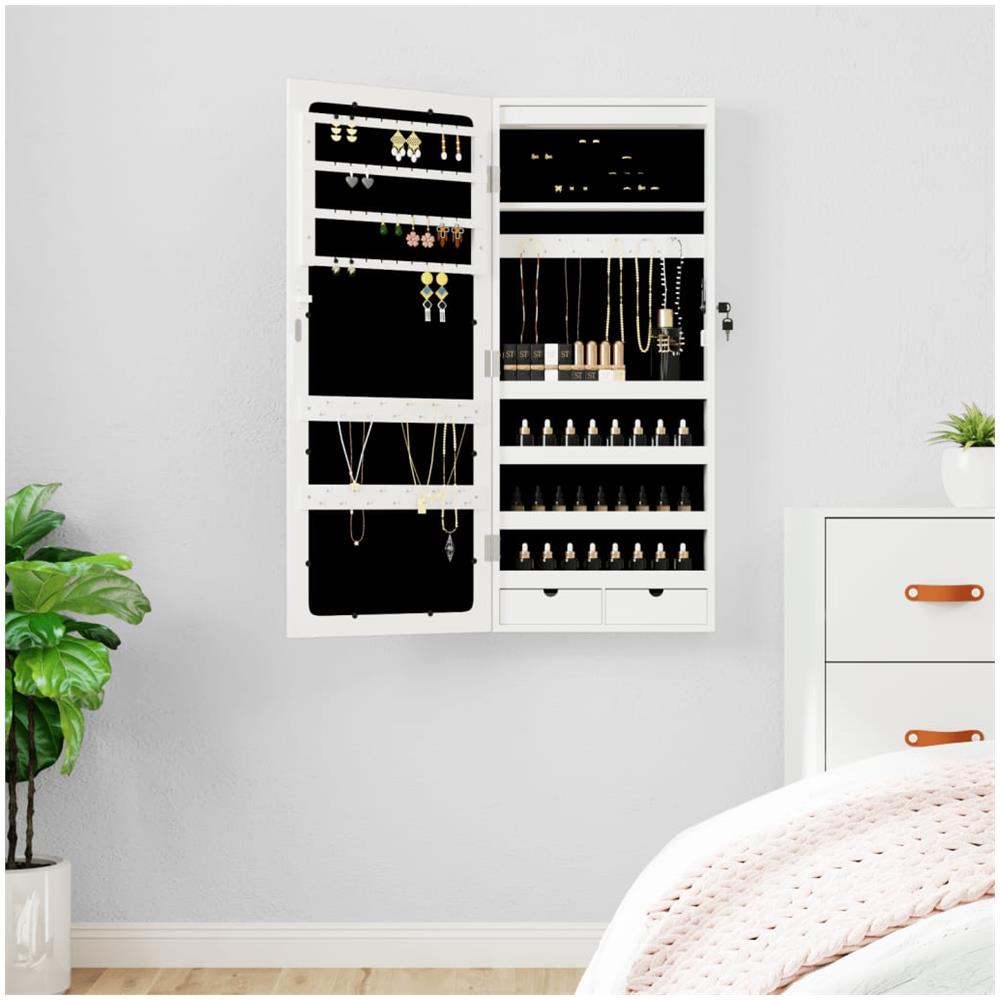 Armadio Portagioie A Specchio Con Luci Led A Parete Bianco - Foto 1