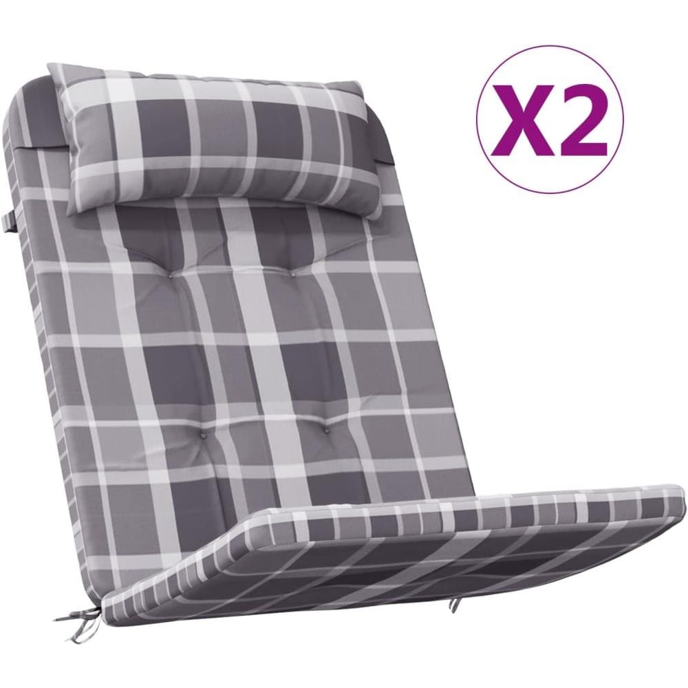 Cuscini Sedia Adirondack 2 Pz A Quadri Grigio In Tessuto Oxford - Foto 2