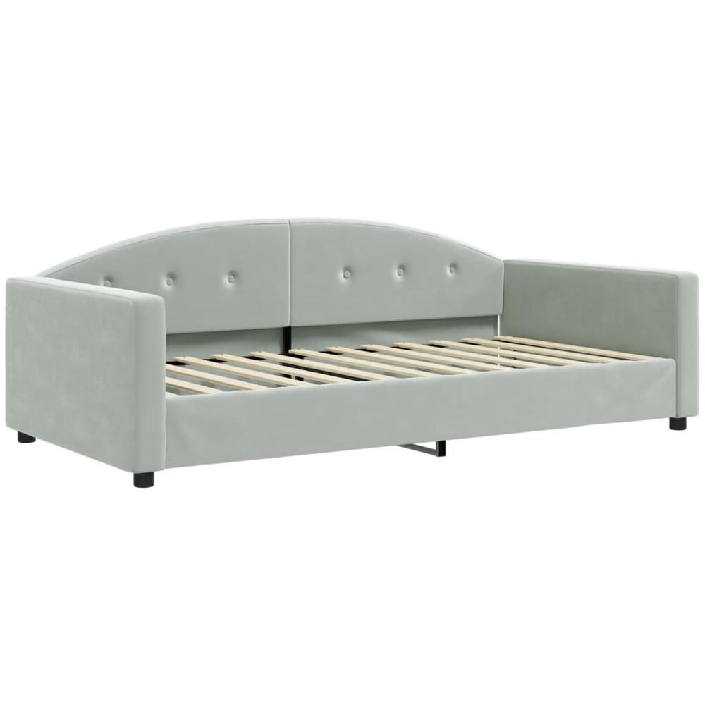 Letto Da Giorno Grigio Chiaro 100x200 Cm In Velluto - Foto 1