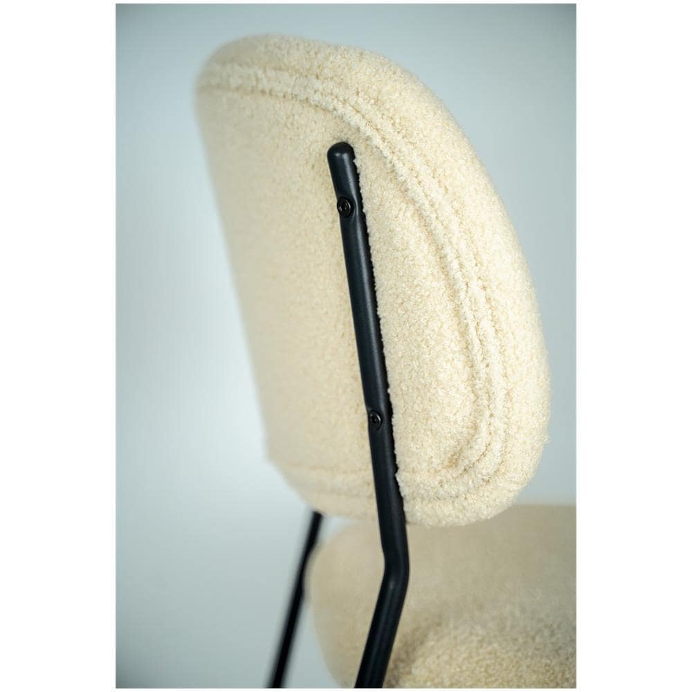 Set 2 Sedie Sala Da Pranzo Rivalta Gambe In Acciaio Nero Opaco, Tessuto Bouclé Beige - Foto 7