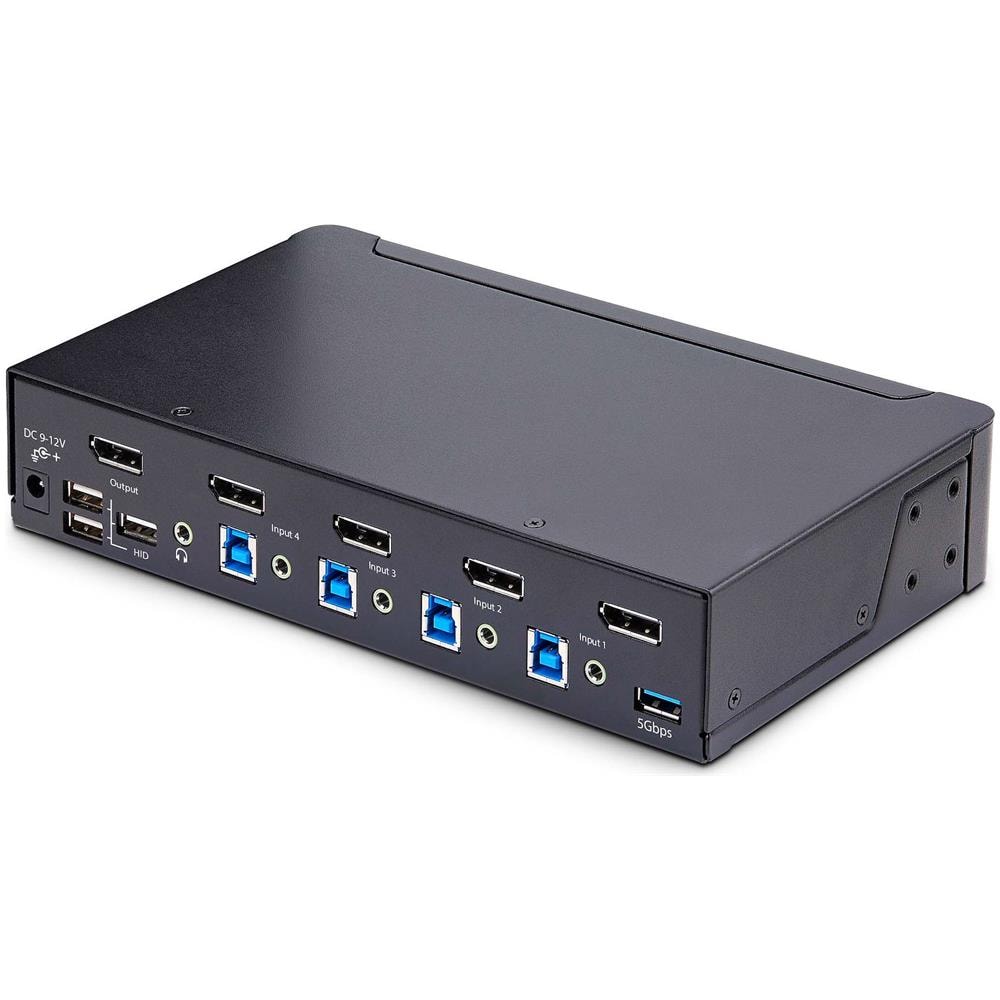 KVM Switch DisplayPort a 4 porte, 8K 60Hz / 4K 144Hz, Display singolo, DP 1.4, 2x USB 3.0, 4x USB 2.0 HID, Commutazione con pulsanti e tasti di scelta rapida, Conforme TAA - Indipendente dal SO - Foto 2