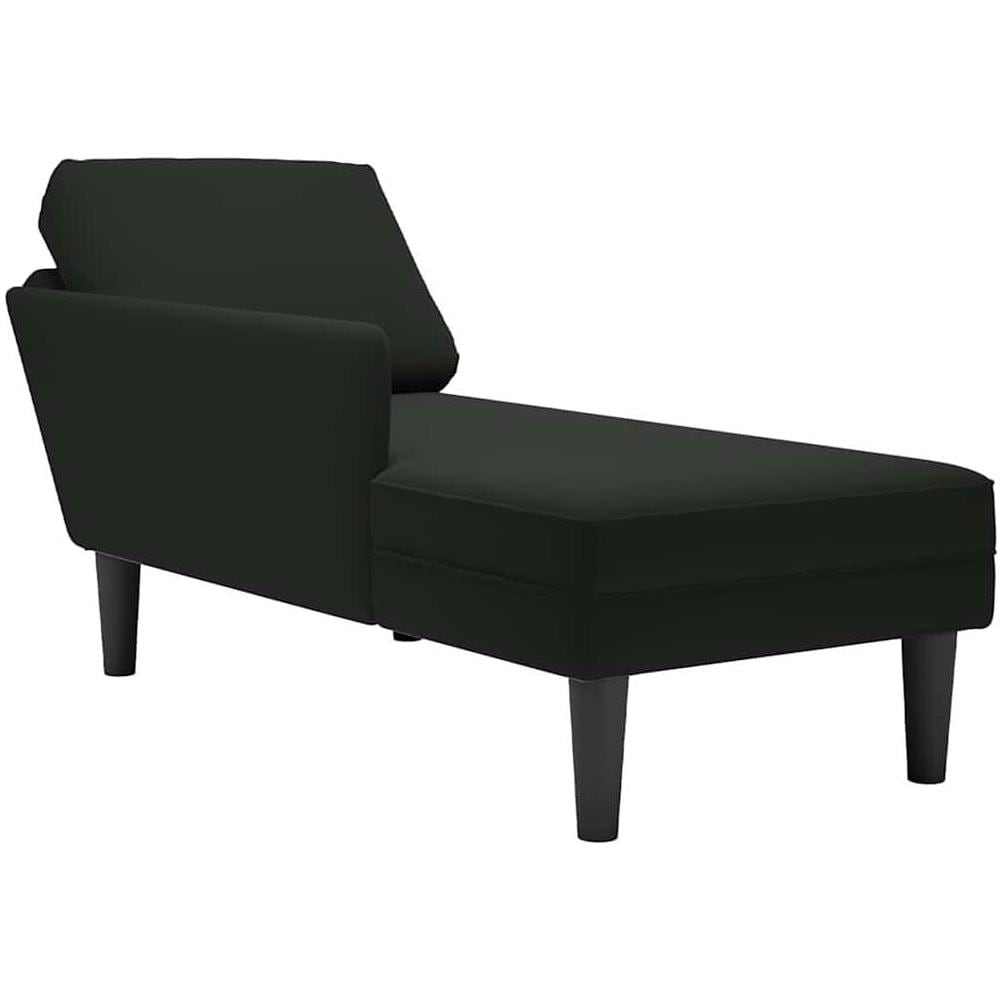 Sdraio con Cuscino e Bracciolo Destro in Velluto Nero - Foto 1