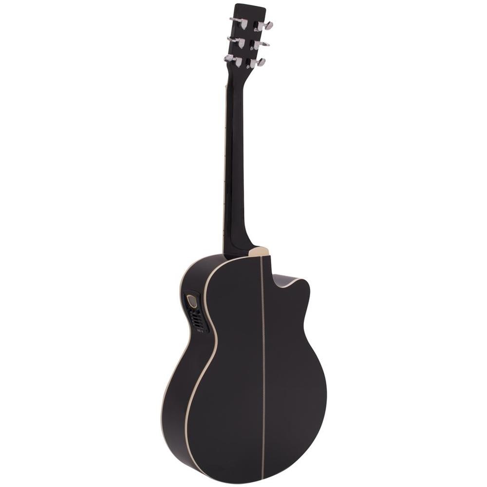 Chitarra Elettro Acustica Western Mancina Spalla Mancante Aw-400 Colore Nero - Foto 2