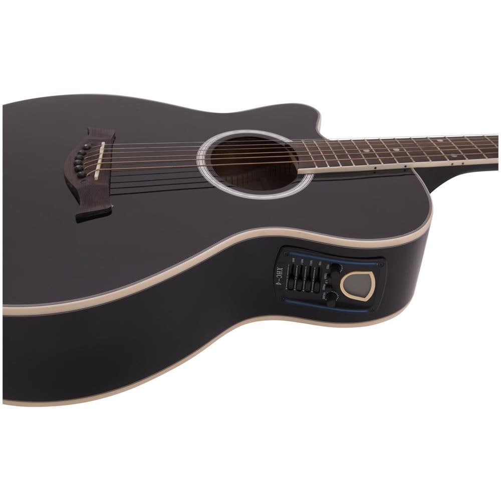 Chitarra Elettro Acustica Western Mancina Spalla Mancante Aw-400 Colore Nero - Foto 5