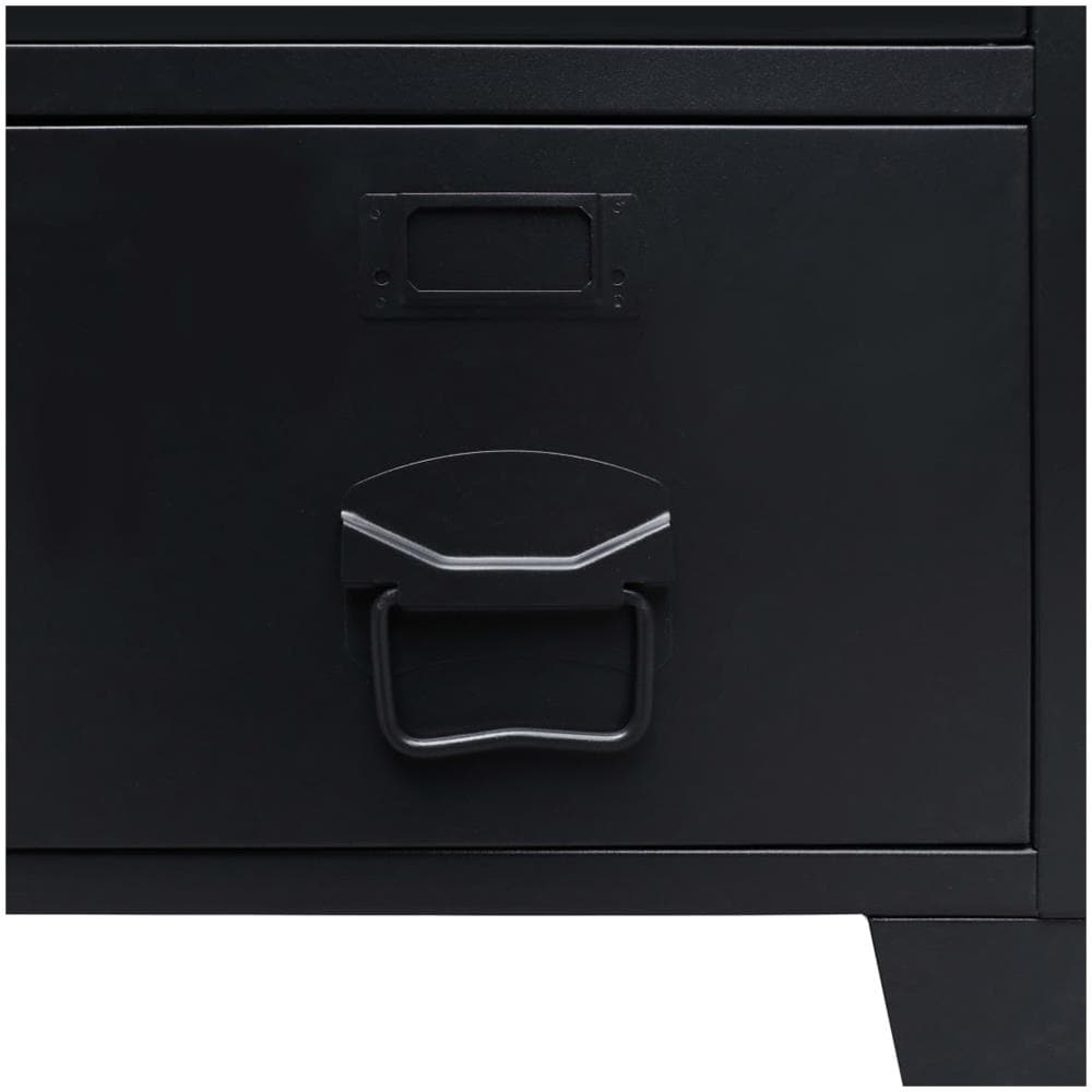 Armadio In Metallo In Stile Industriale 67x35x107 Cm Nero - Foto 7
