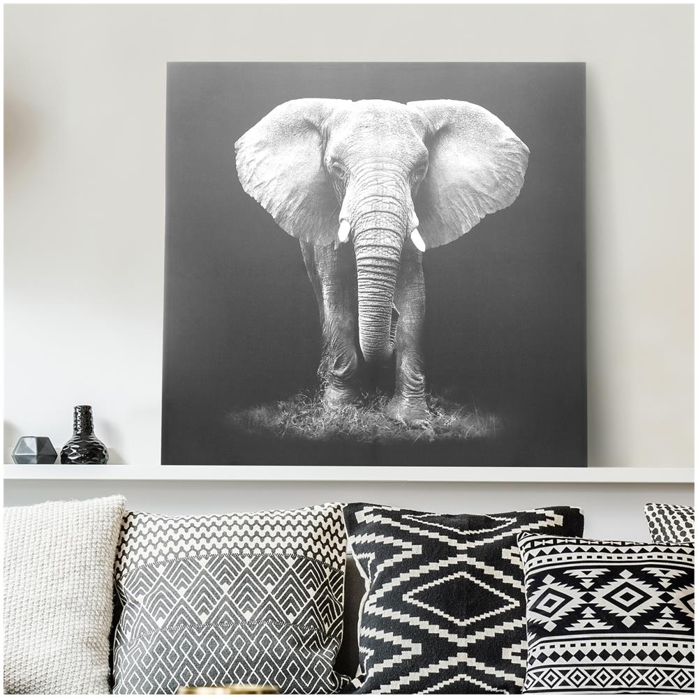 Quadro Elefante In Tela, Da 100x100 Cm Grigio - Foto 2