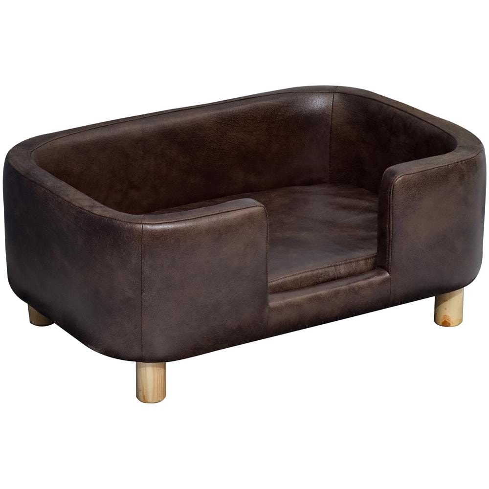 Cuccia Divano Per Cani Di Piccola E Media Taglia In Legno E Gommapiuma Marrone Scuro 74x48.5x31cm - Foto 1