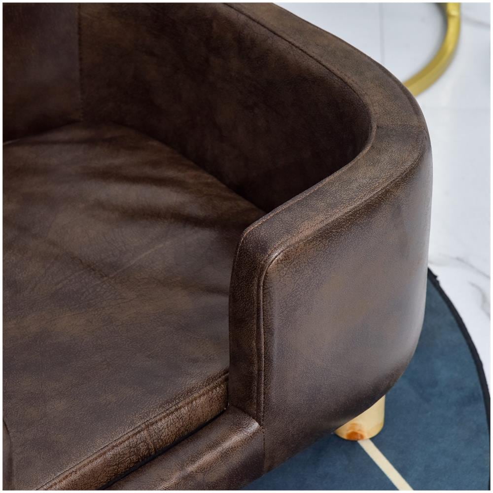 Cuccia Divano Per Cani Di Piccola E Media Taglia In Legno E Gommapiuma Marrone Scuro 74x48.5x31cm - Foto 8