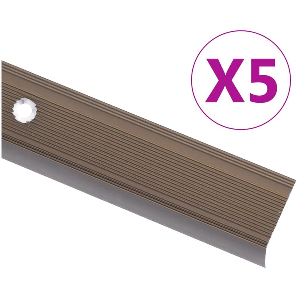 Profili a L per Gradini 5 pz in Alluminio 100 cm Marrone - Foto 1
