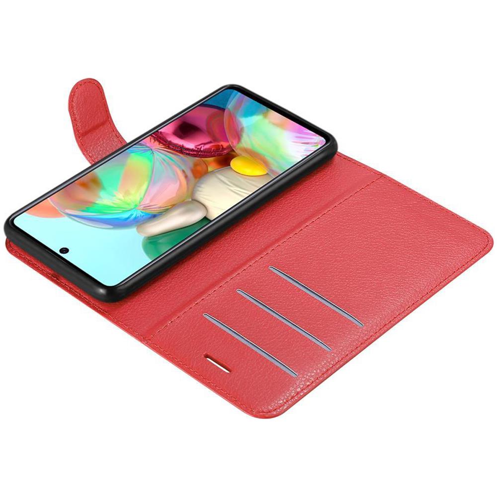 Custodia Compatibile Con Samsung Galaxy A51 In Rosso Carminio - Coperchio Protettiva Con Chiusura Magnetica, Funzione Stand E Tasca Per Le Carte - Foto 8