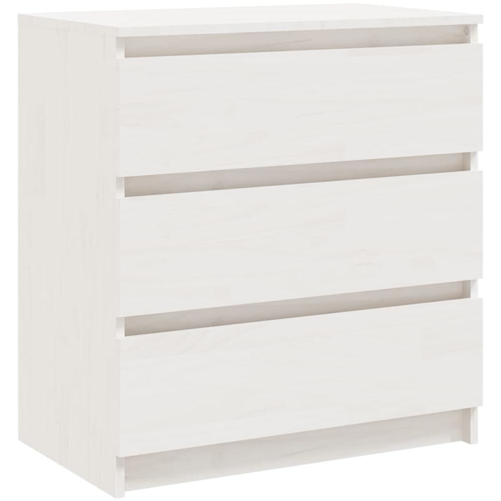 Comodino Bianco 60x36x64 Cm In Legno Massello Di Pino - Foto 2