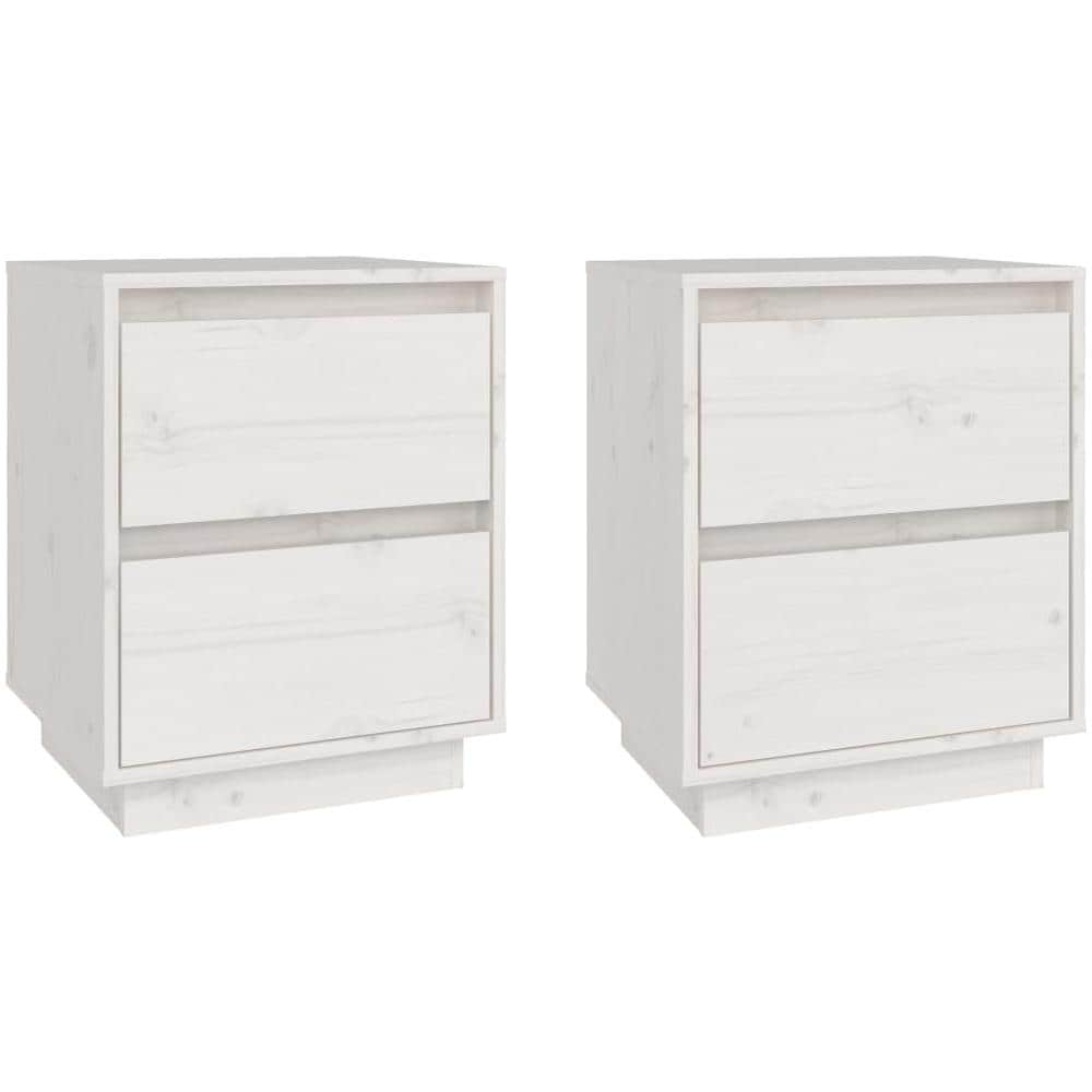 Comodini 2 Pz Bianchi 40x35x50 Cm In Legno Massello Di Pino - Foto 2