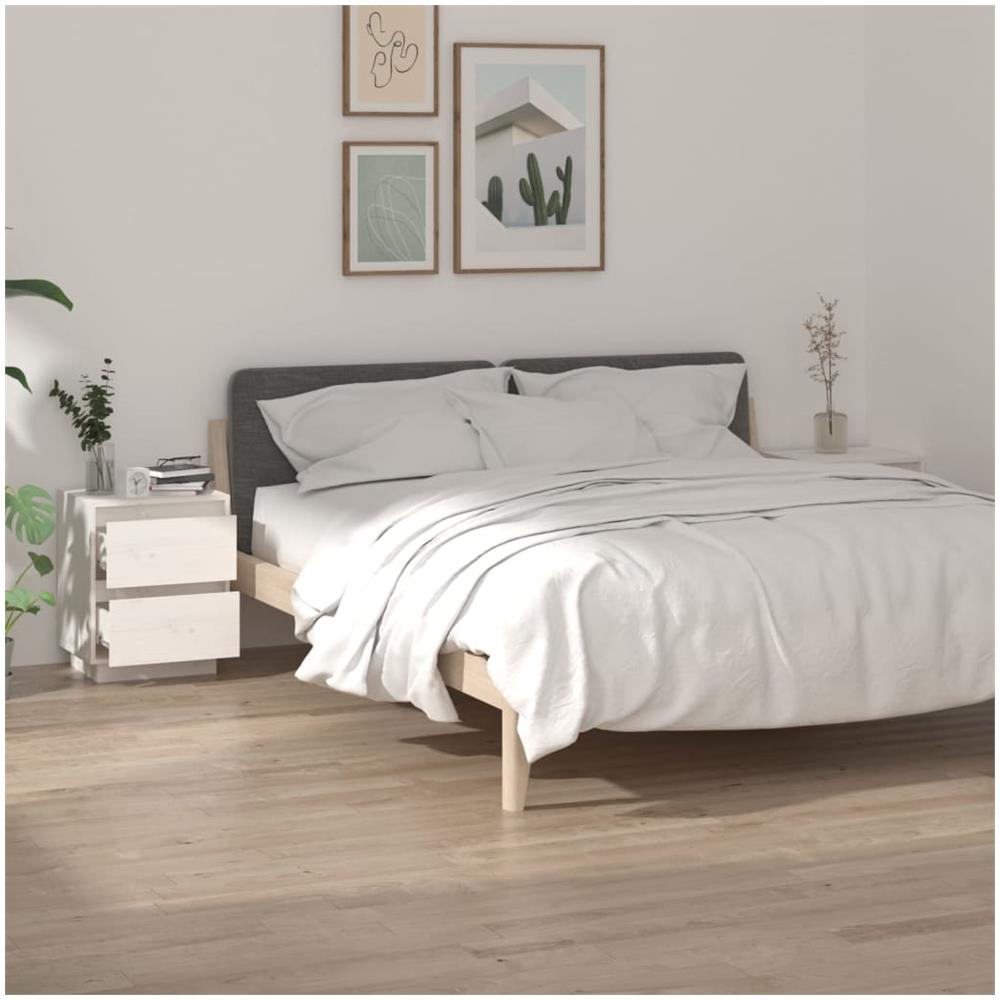 Comodini 2 Pz Bianchi 40x35x50 Cm In Legno Massello Di Pino - Foto 1