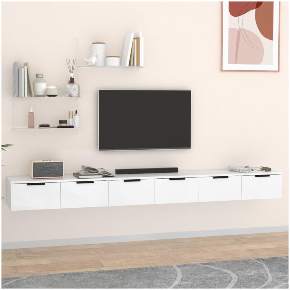 Mobili A Parete 2 Pz Bianchi 102x30x20 Cm In Legno Multistrato - Foto 1