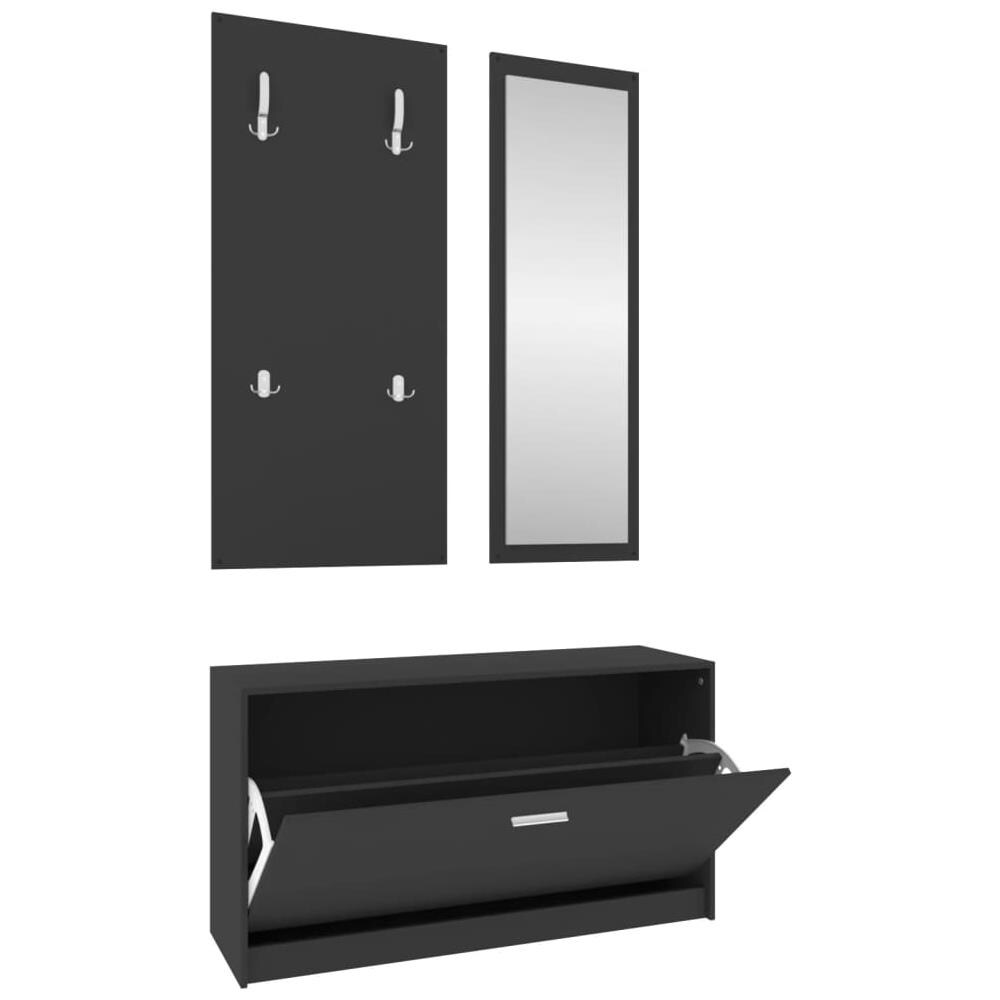 Set Scarpiere 3 In 1 Nero In Legno Multistrato - Foto 2