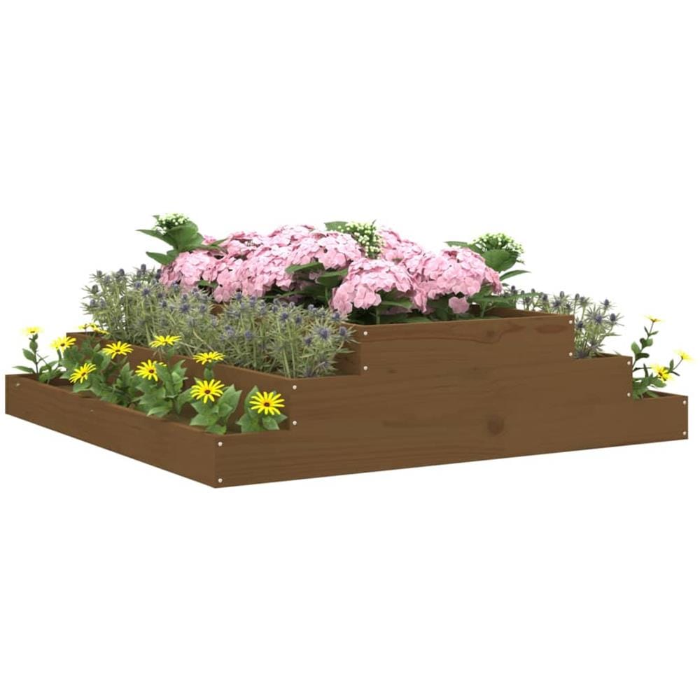 Fioriera Miele 110x110x27 Cm In Legno Massello Di Pino - Foto 2