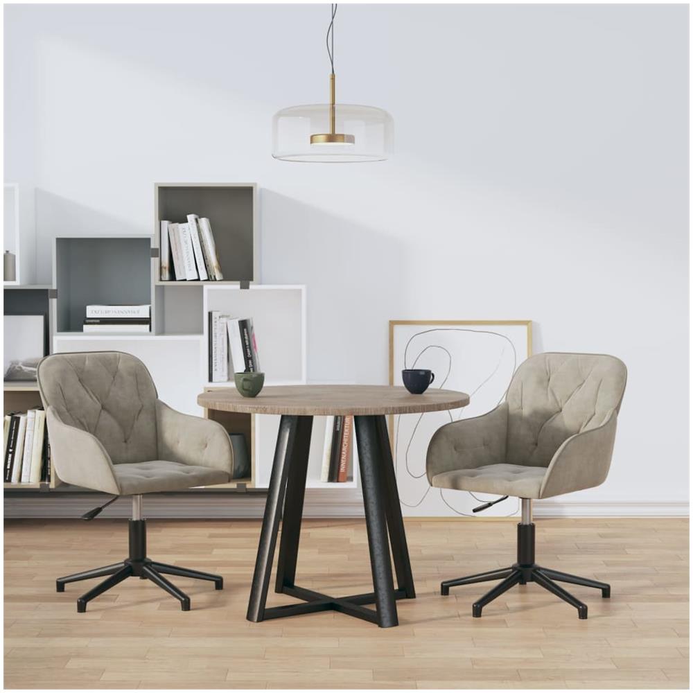 Sedie Da Pranzo Girevoli 2 Pz Grigio Chiaro In Velluto - Foto 1