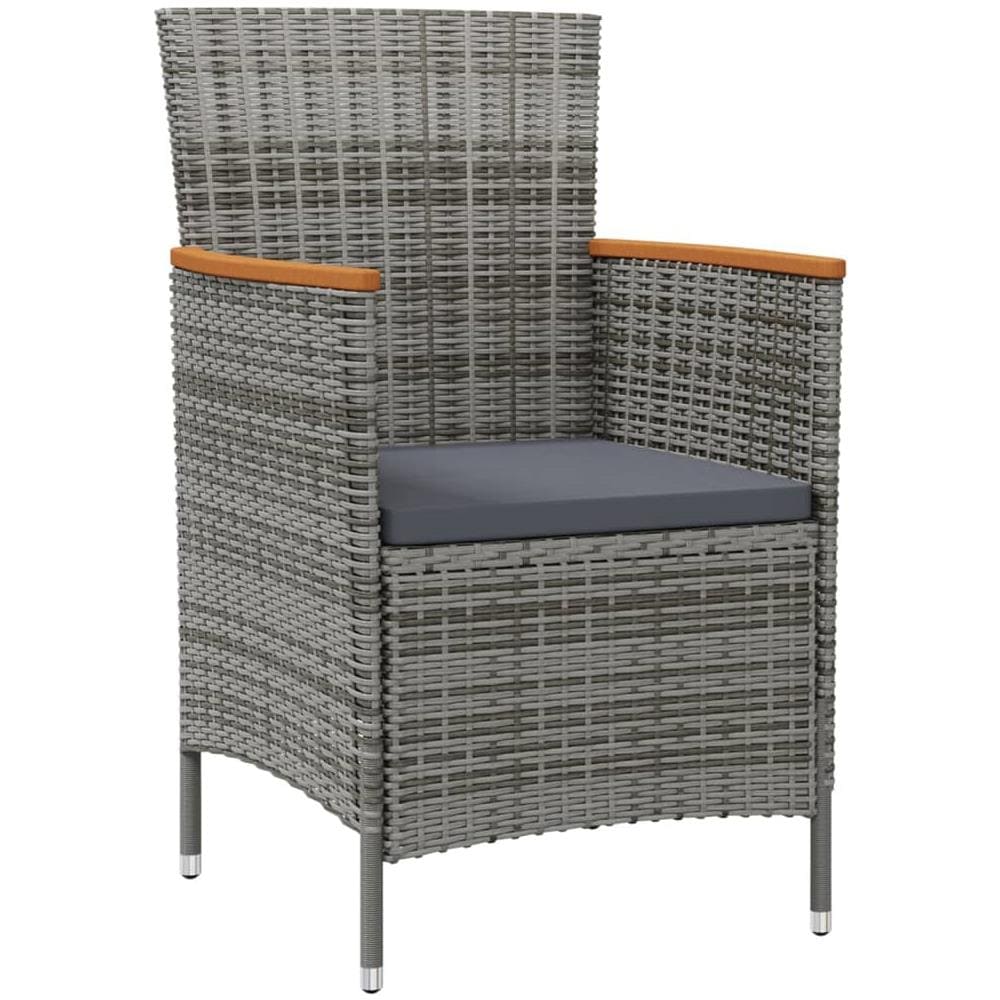 Set Da Giardino 7 Pz Con Cuscini In Polyrattan Nero E Grigio - Foto 3