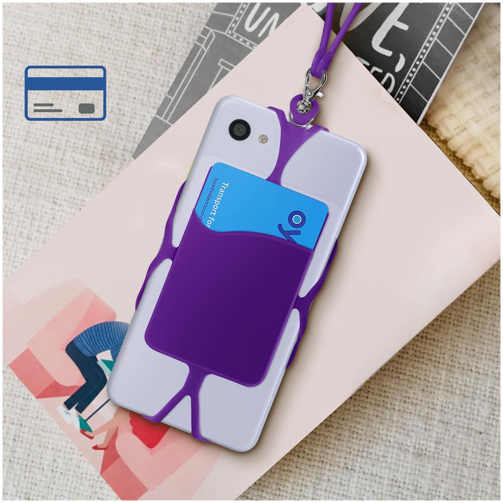 Cover Con Cordino Universale Per Smartphone Con Portacarte Serie Neckpouch Viola - Foto 2