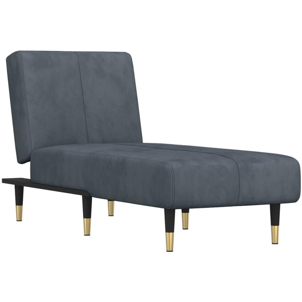 Chaise Longue In Velluto Grigio Scuro - Foto 2
