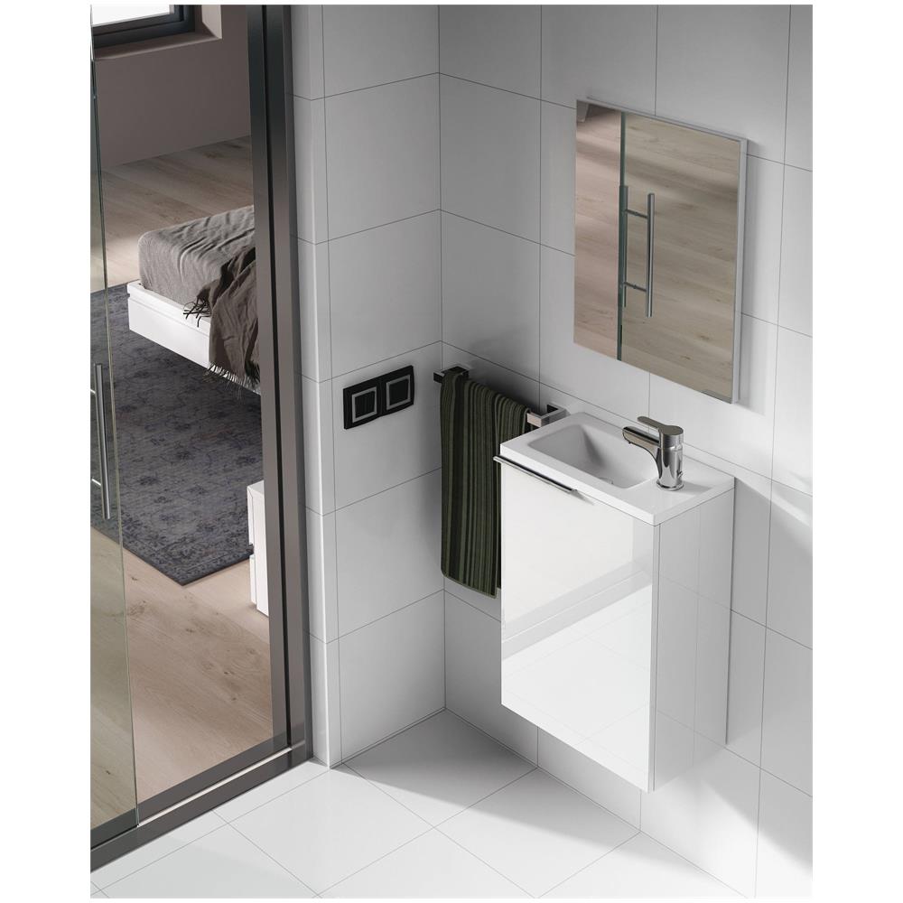 Mobiletto Da Bagno Con Specchio Milano - Anta Singola, Bianco, 53x34x15 Cm, Da Parete - Foto 14