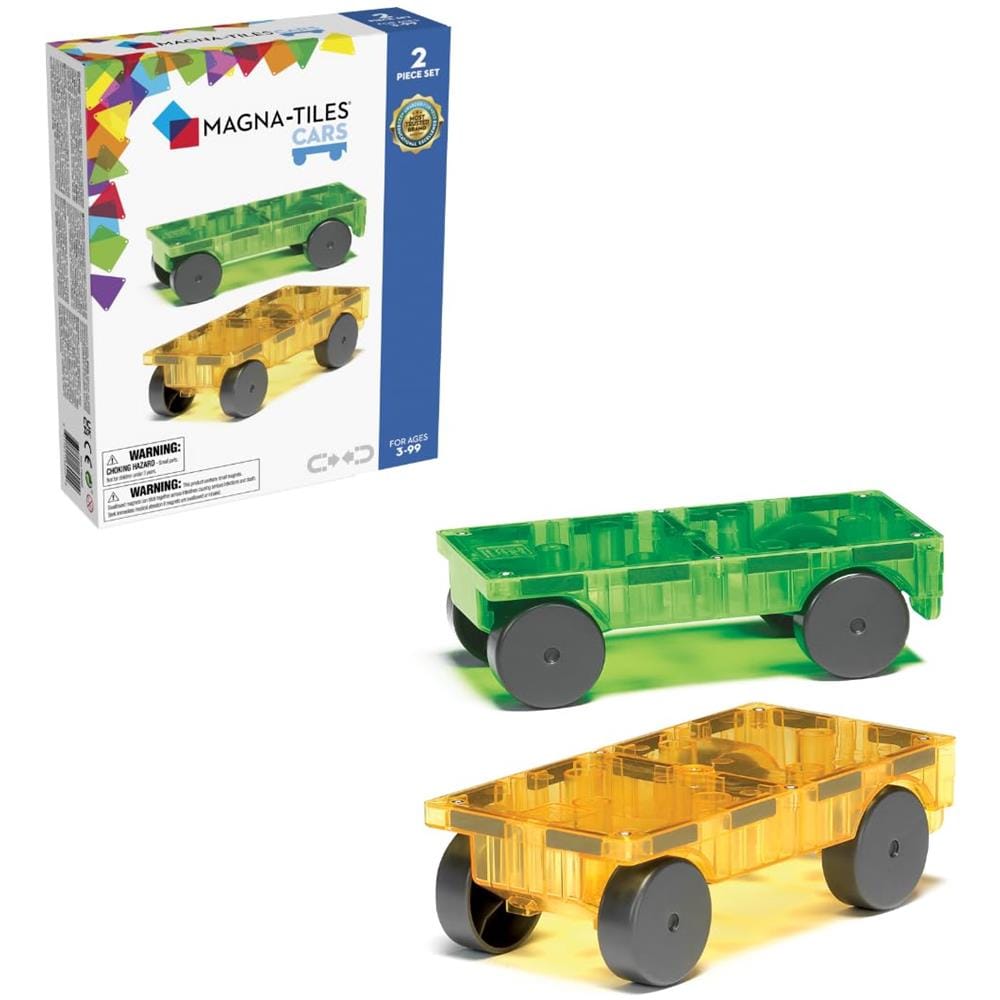 Macchinine Magna-tiles - Set Di Costruzioni Magnetiche Da 2 Pezzi Verde E Giallo, Il Marchio Di Costruzioni Magnetiche Originale - Foto 4