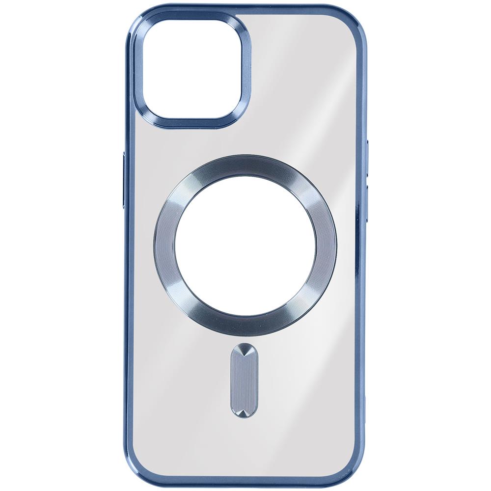Cover Magsafe Per Iphone 15 Plus Silicone Bordo Cromato Blu - Foto 1