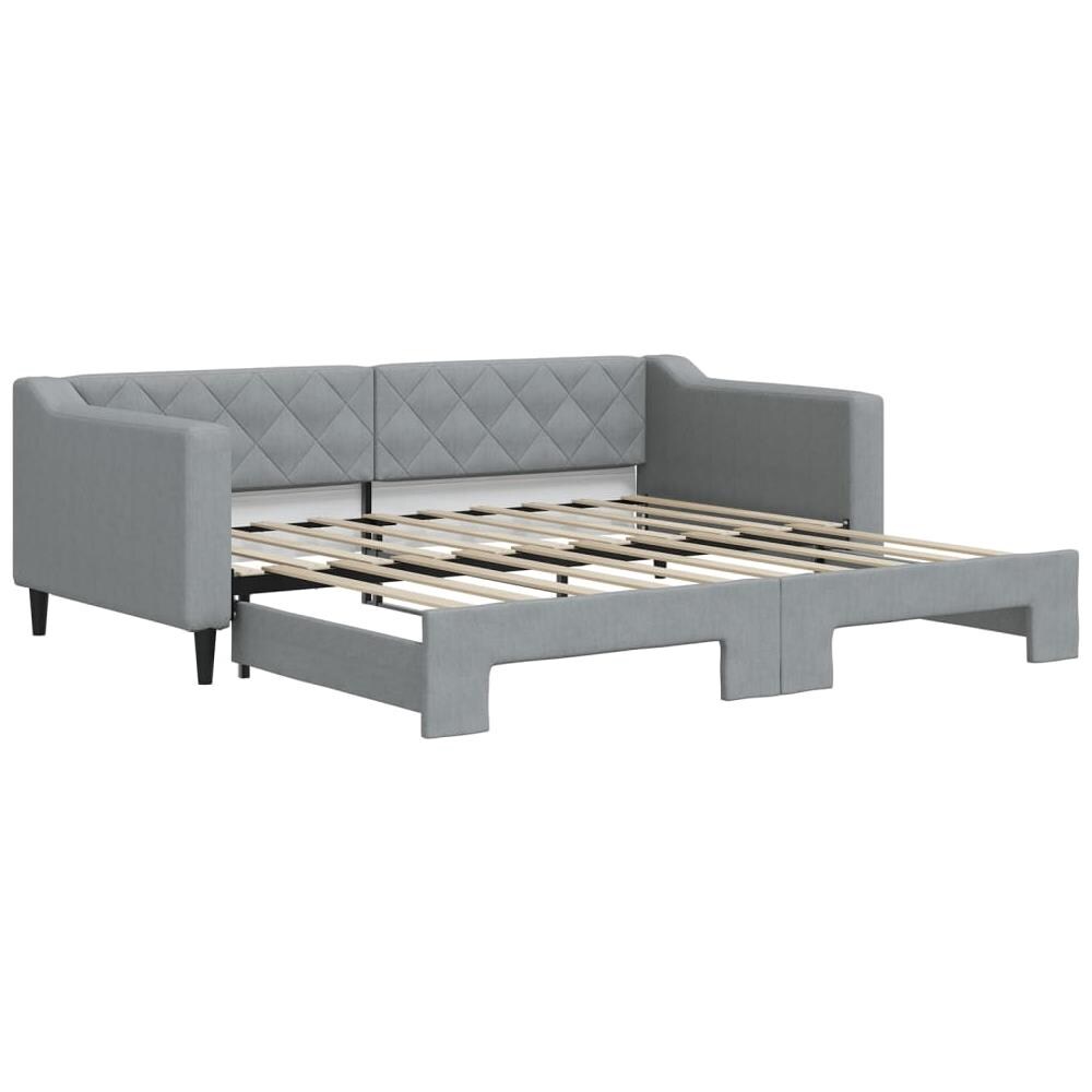 Divano Letto Con Letto Estraibile Grigio Chiaro 90x190 Tessuto - Foto 2
