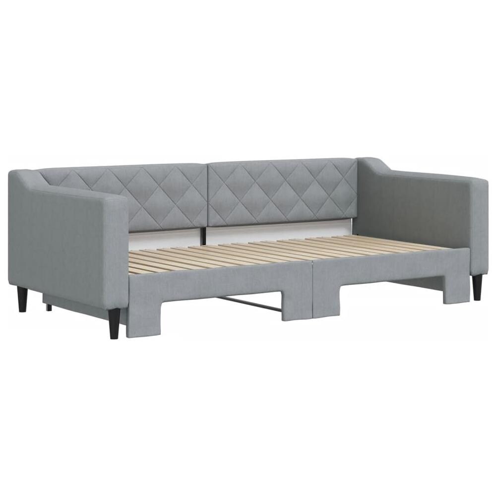 Divano Letto Con Letto Estraibile Grigio Chiaro 90x190 Tessuto - Foto 3