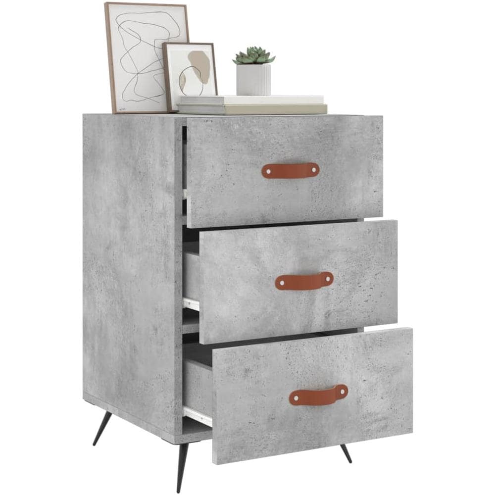 Comodino Grigio Cemento 40x40x66 Cm In Legno Multistrato - Foto 3