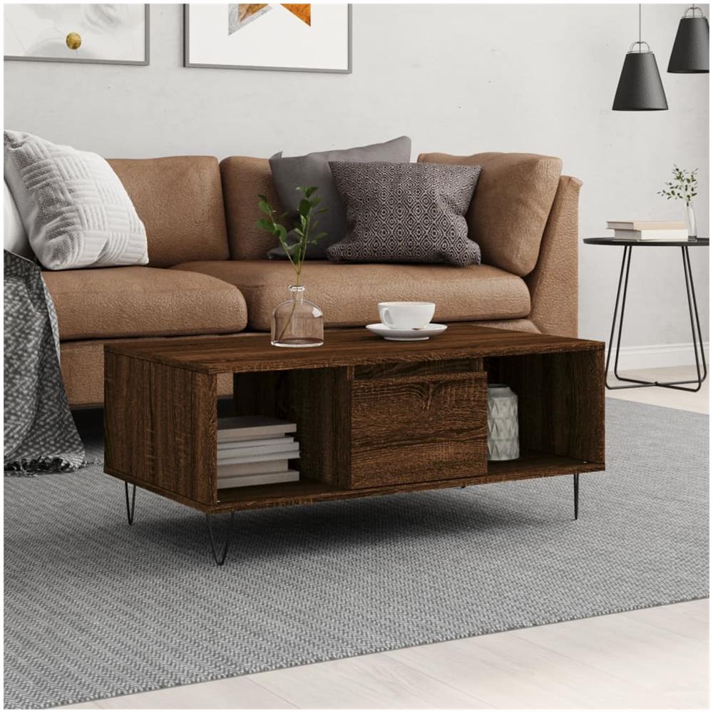 Tavolino Da Salotto Rovere Marrone 90x50x36,5 Cm In Multistrato - Foto 1