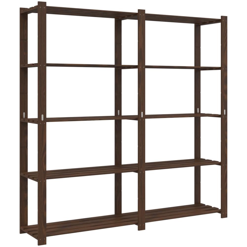 Scaffale A 5 Livelli Marrone 170x38x170 Cm In Legno Di Pino - Foto 1