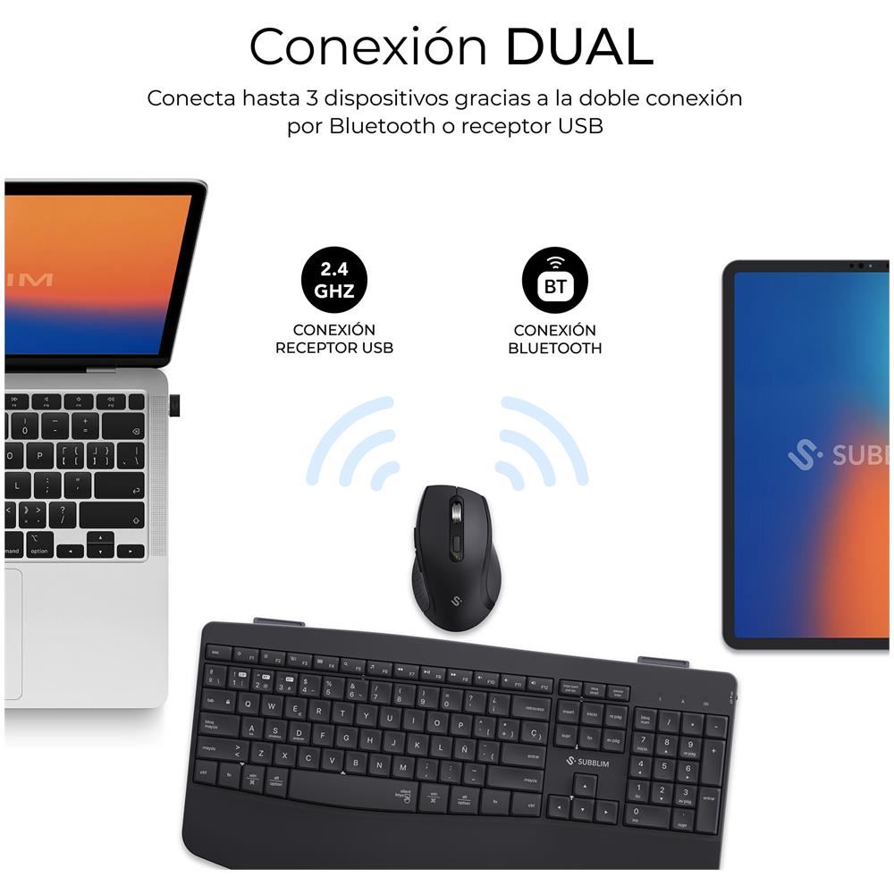 Tastiera e Mouse Wireless SUBKBC-DCOPW2 (Layout Spagnolo) Colore Nero - Foto 2