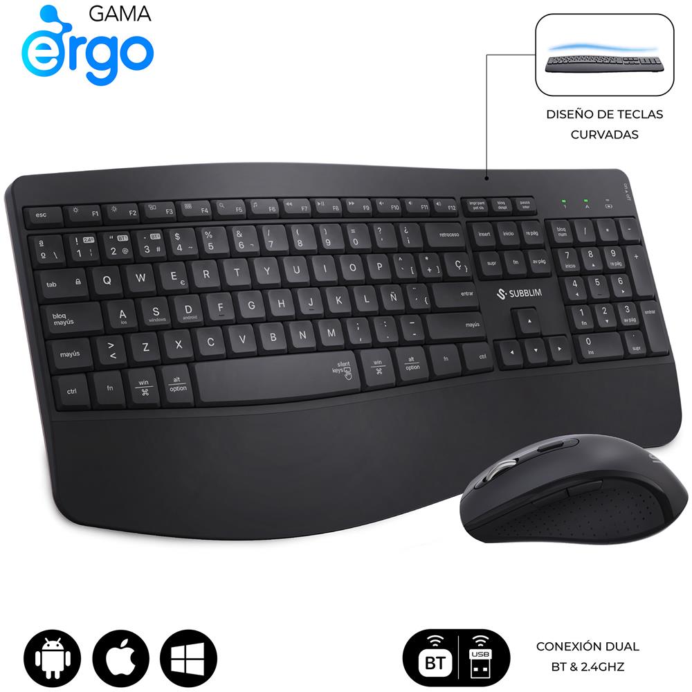 Tastiera e Mouse Wireless SUBKBC-DCOPW2 (Layout Spagnolo) Colore Nero - Foto 1