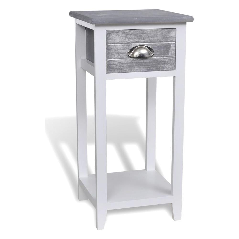 Comodino / Supporto Del Telefono Con 1 Cassetto Grigio Bianco - Foto 2