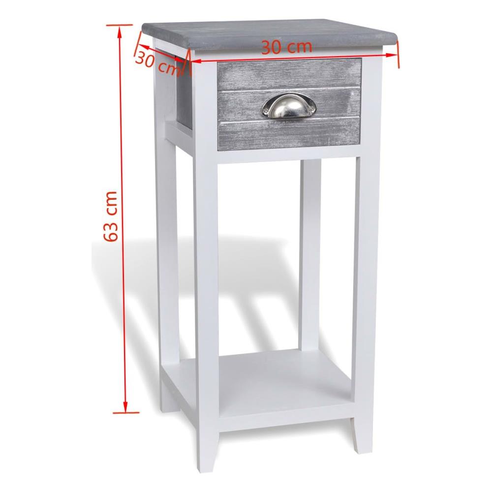 Comodino / Supporto Del Telefono Con 1 Cassetto Grigio Bianco - Foto 12