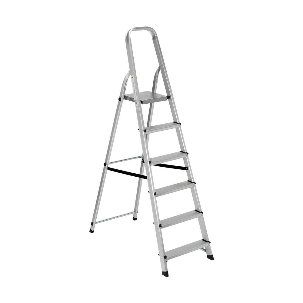 Scala In Alluminio 6 Gradini Portata Max 150kg Uso Domestico Bricolage S1405106 - Foto 1