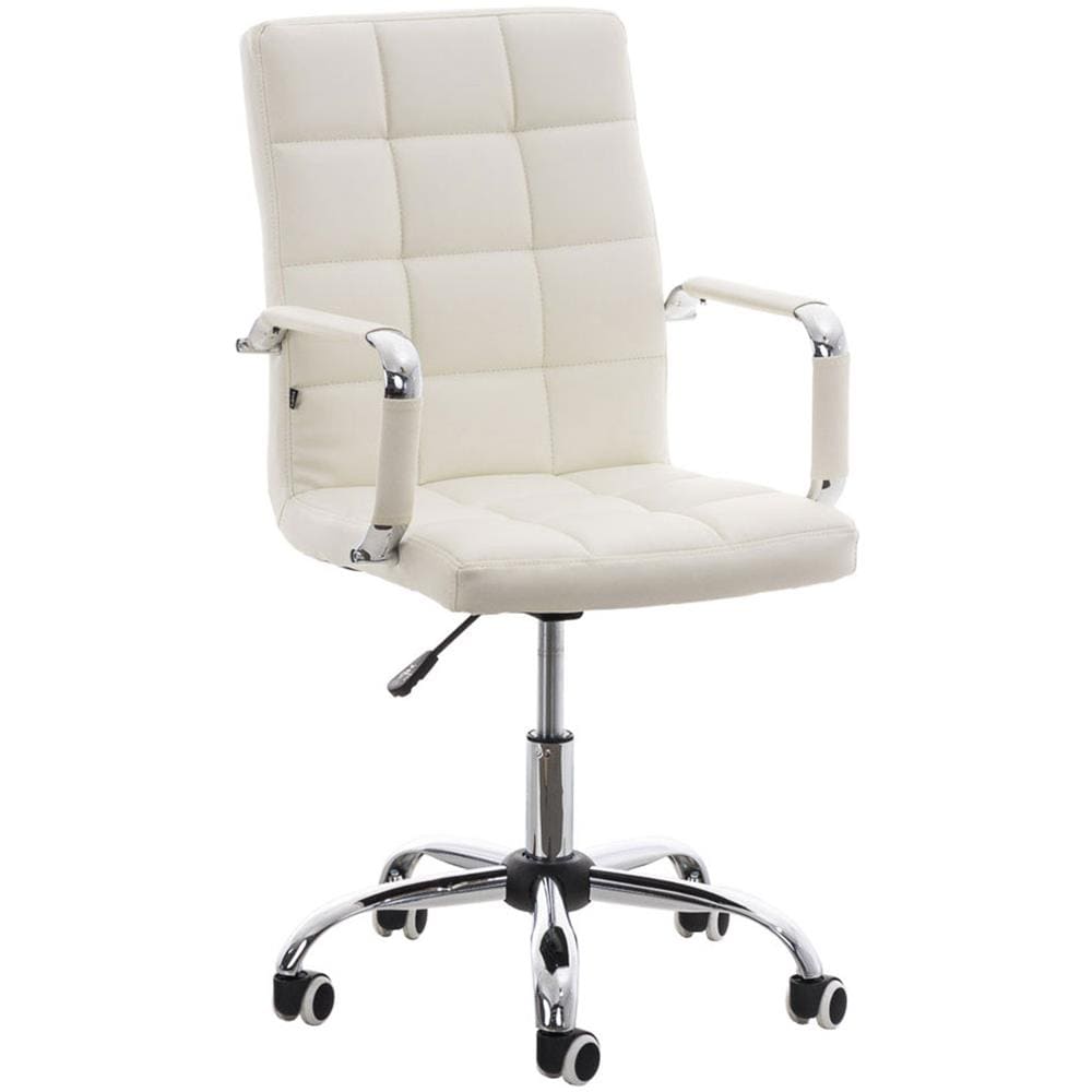 Sedia Ufficio Deli V2 in Similpelle E Metallo I Sedia Lavoro Girevole Regolabile con Braccioli I Poltroncina Studio Imbottita con Ruote Bianco - Foto 2