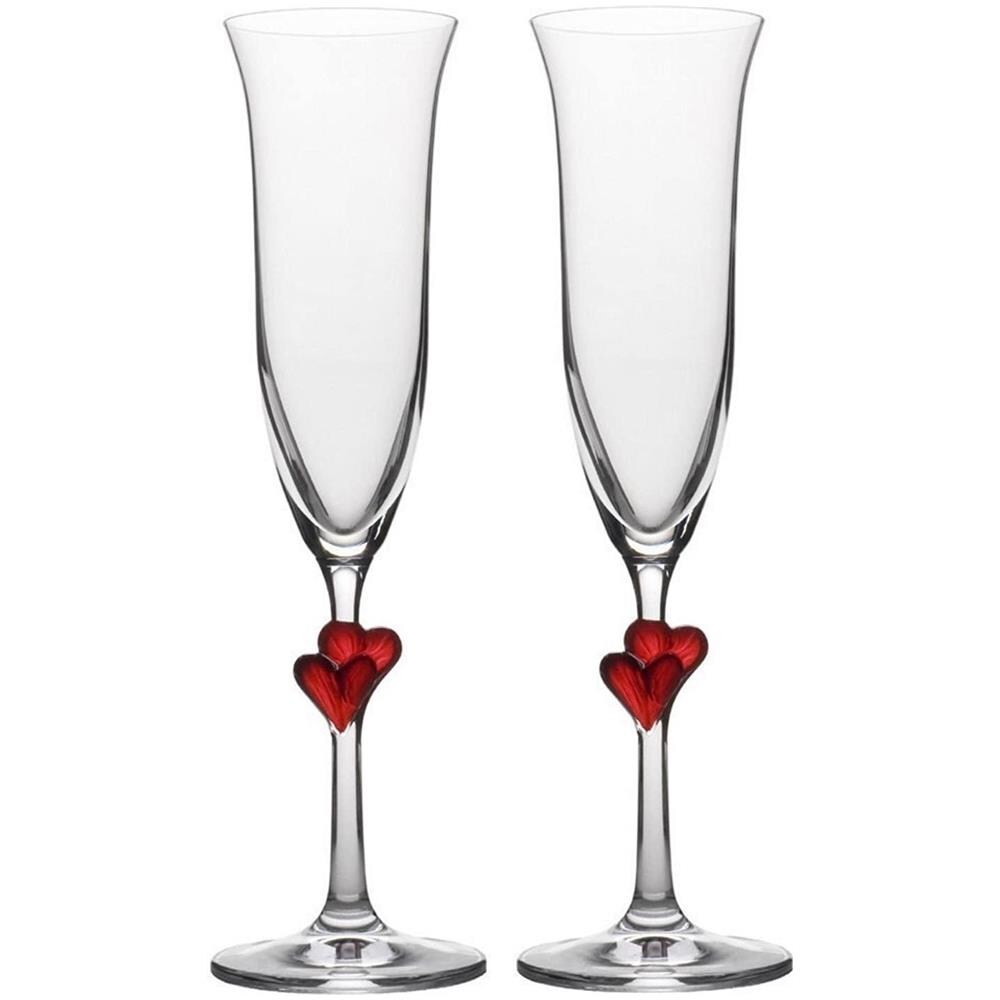 Calici Da Spumante L'amour Con Cuoricini, 175 Ml, Set Da 2 Calici, Made In Germany - Rosso - Foto 1