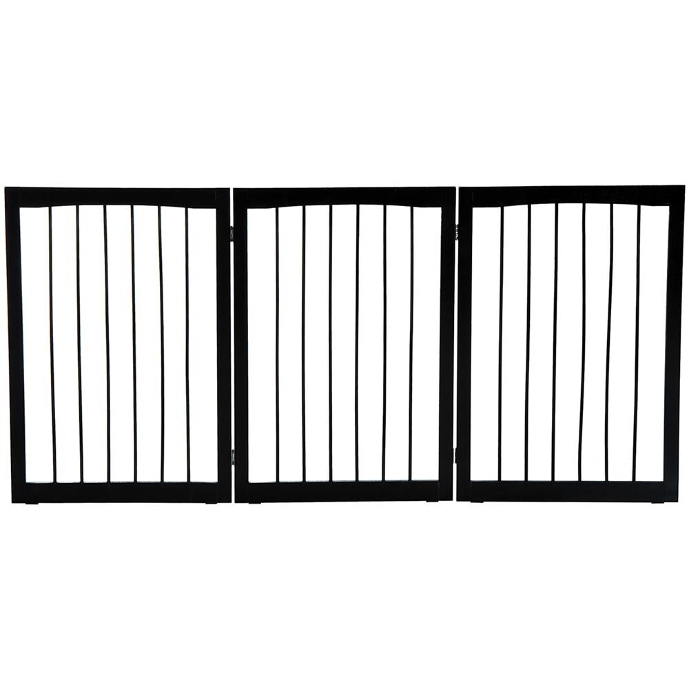 Cancellino Portatile da 3 Sezioni per Cani e Animali Domestici, Divisorio di Sicurezza Pieghevole, 160x1.2x76 cm, Marrone - Foto 1