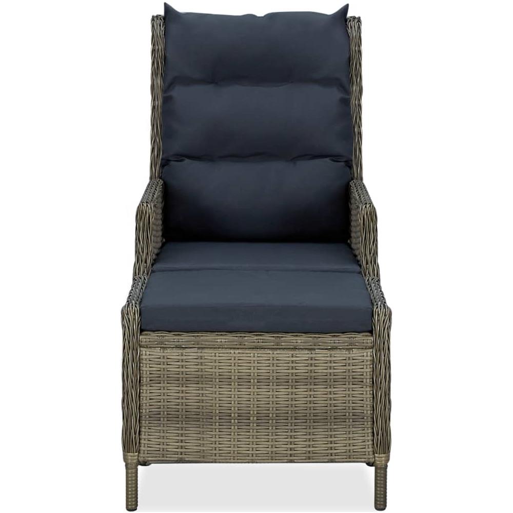 Sedia Da Giardino Reclinabile Con Pouf Polyrattan Marrone - Foto 3