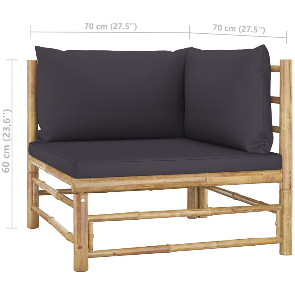 Set Divani Da Giardino 7 Pz Con Cuscini Grigio Scuro In Bamb? - Foto 1