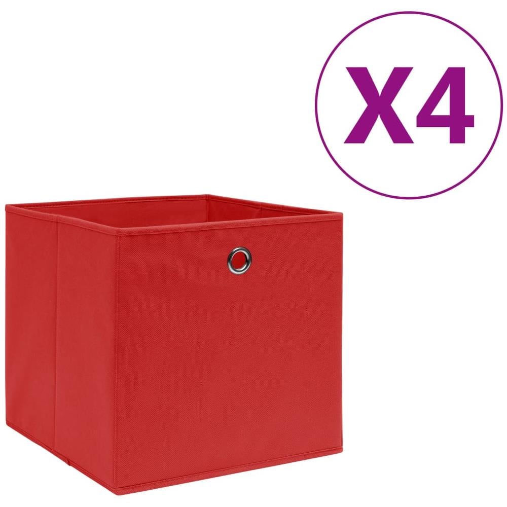 Contenitori 4 Pz In Tessuto Non Tessuto 28x28x28 Cm Rosso - Foto 1