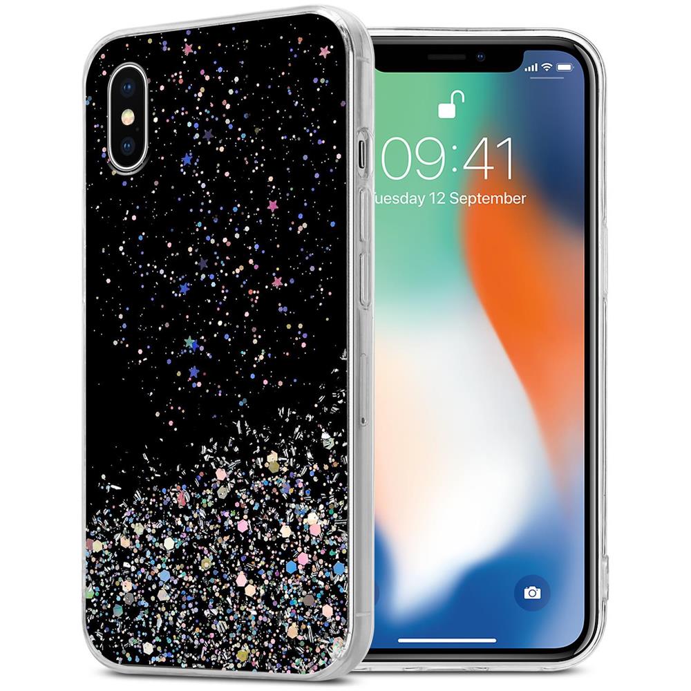 Cadorabo Custodia Compatibile Con Apple Iphone Xs Max In Nero Con Glitter - Coperchio Protettivo In Silicone Tpu Flessibile Con Glitter Scintillanti - Foto 1