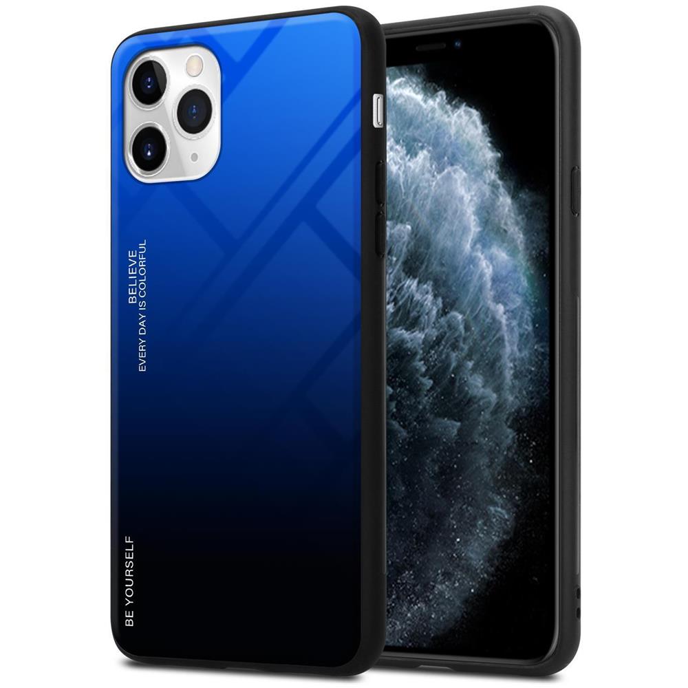 Custodia Compatibile Con Apple Iphone 11 Pro Max In Blu - Nero - Coperchio Protettivo Bicolore In Vetro Temperato E Silicone Tpu - Foto 1
