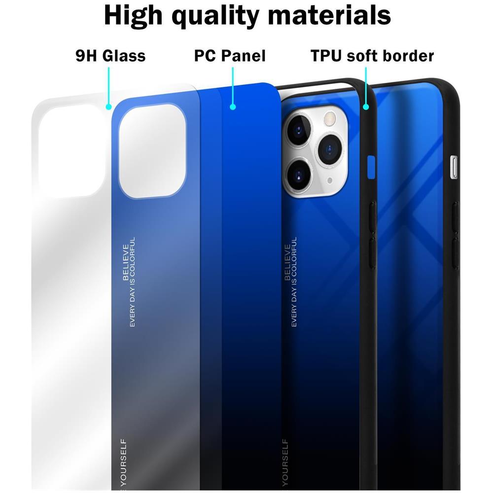 Custodia Compatibile Con Apple Iphone 11 Pro Max In Blu - Nero - Coperchio Protettivo Bicolore In Vetro Temperato E Silicone Tpu - Foto 7